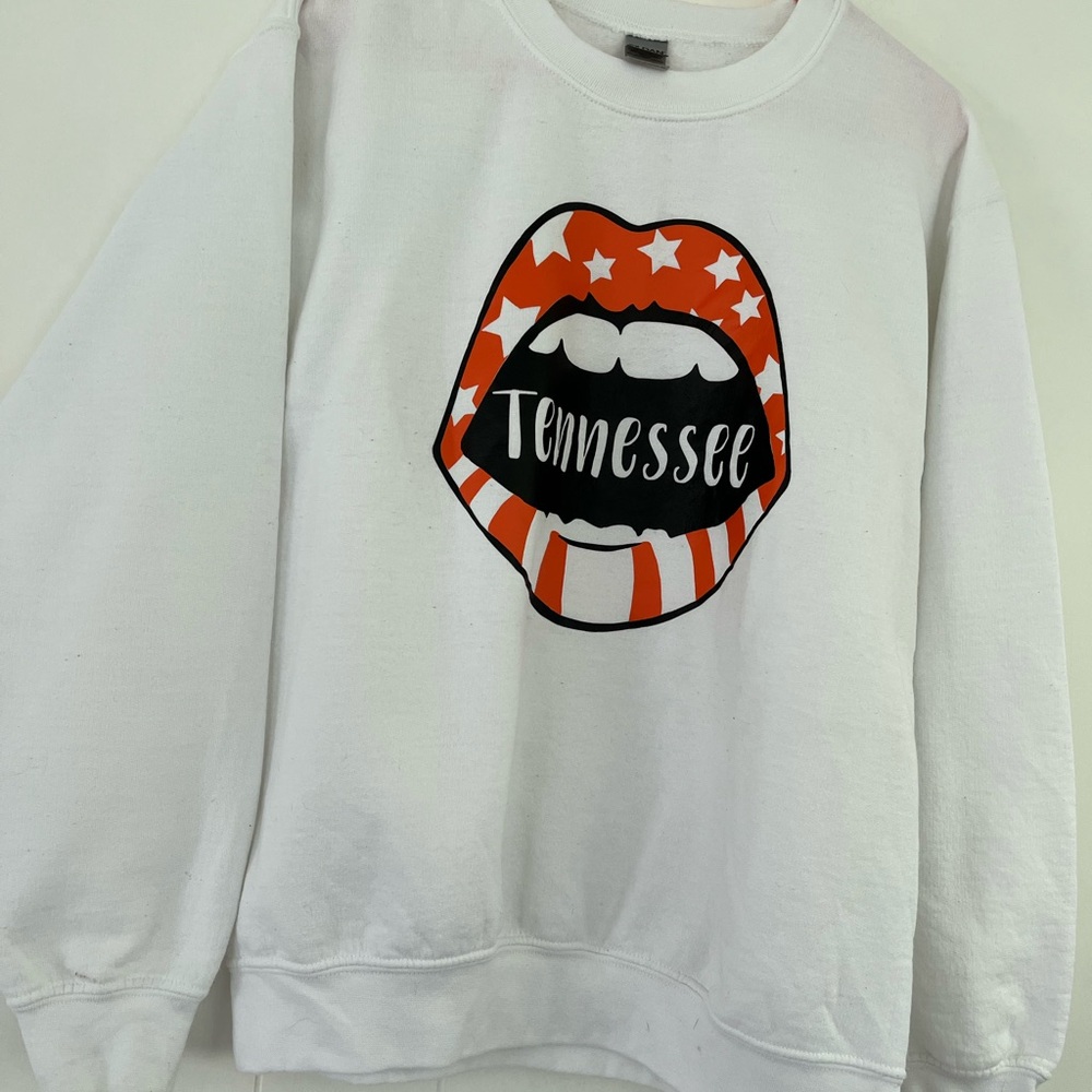 Tennessee Lips White Sweatshirt VOLS Size Small - Picture 8 of 10